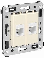 Розетка компьютерная без рамки DKC Avanti 2-м. RJ45+RJ45 6е ванильная дымка картинка